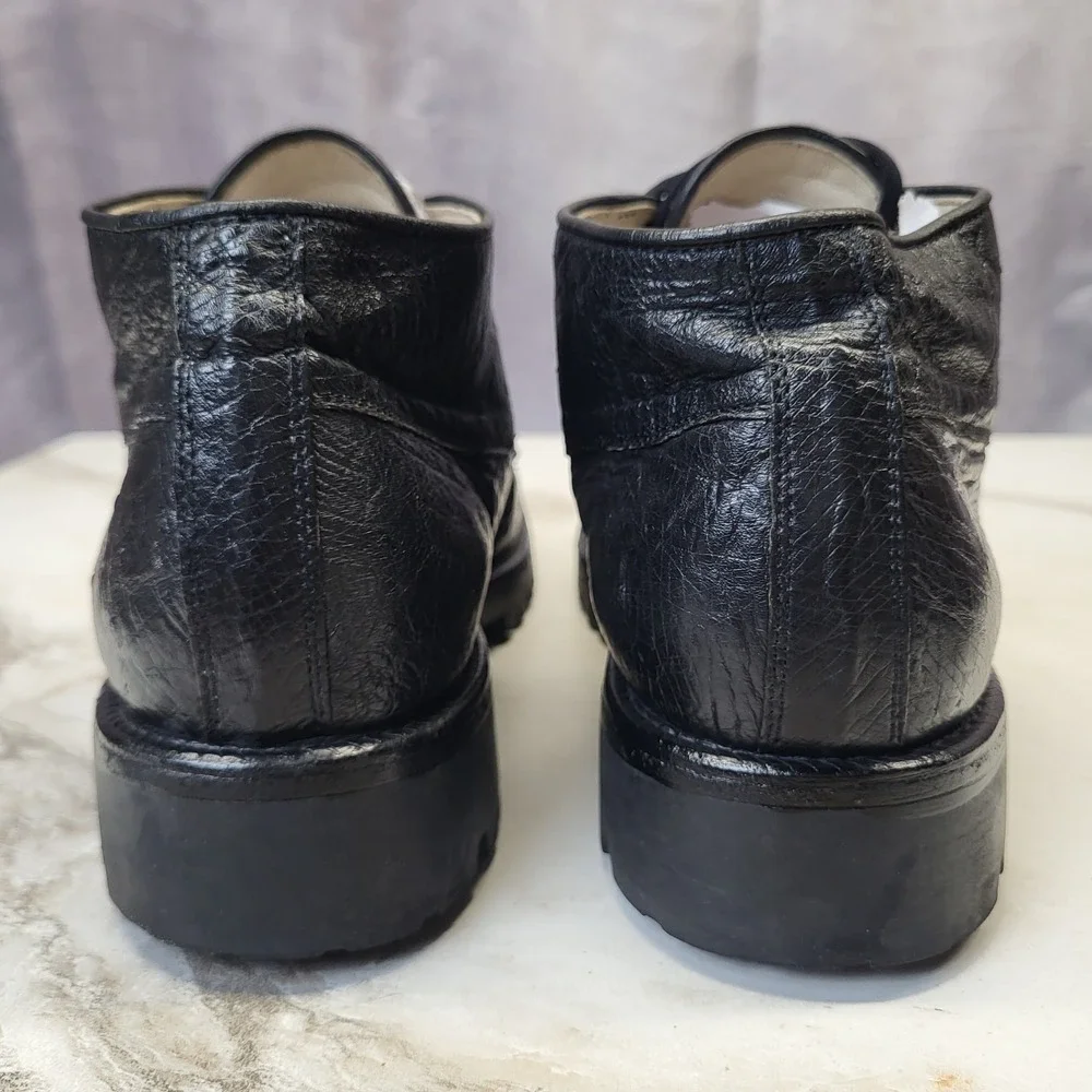 Max Leather USA Full Quill Genuine Ostrich Chukka Boots Black Men's Size 9